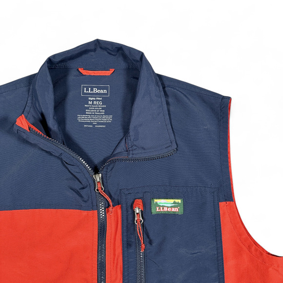 LL Bean Vest Adult MEDIUM Orange Blue Colorblock Mountain Classic Zip Outdoor - Picture 2 of 11